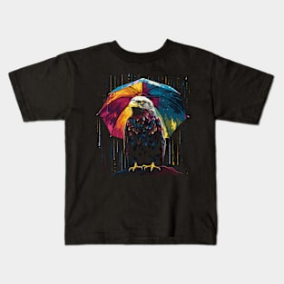 Eagle Rainy Day With Umbrella Kids T-Shirt